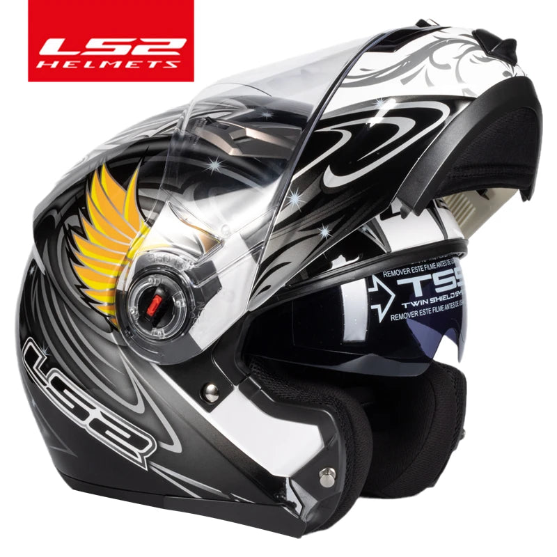 Capacete LS2 FF370 Flip up motorcycle helmet LS2 dual lens modular helmets with sun visor casco moto