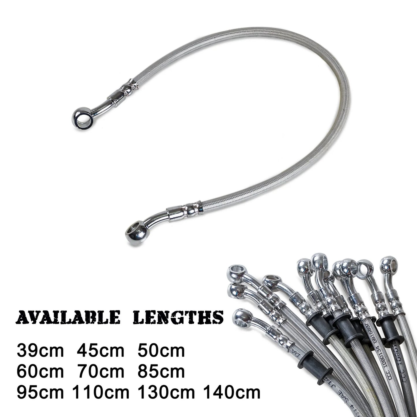 39cm-140cm Motorcycle Brake Oil Hose Brake Line Universal Motorbike Stainless Steel Braided Pipeline Latiguillo Freno Moto