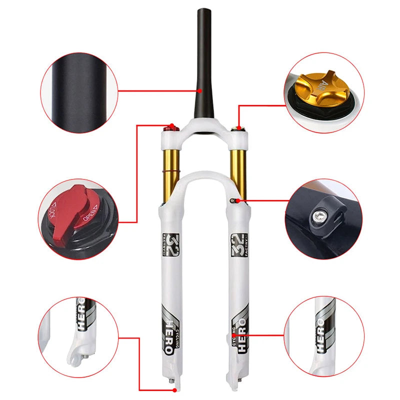 Bike front fork 120mm travel magnesium alloy air fork ultralight shock absorption 26 27.5 29 inch disc brake suspension frame