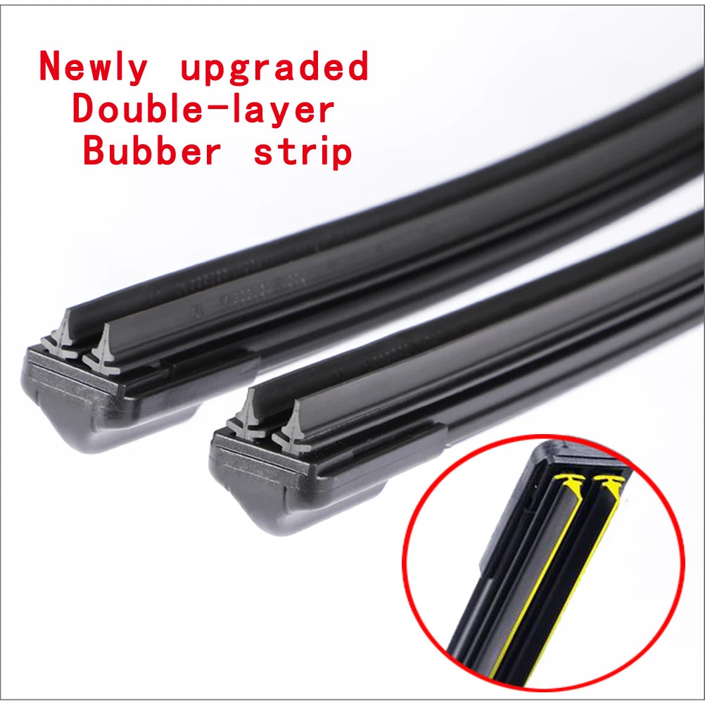 Car Windshield Wiper Blades Universal Soft Double Layer Rubber Frameless Bracketless Brushes Accessories Windscreen Window Front