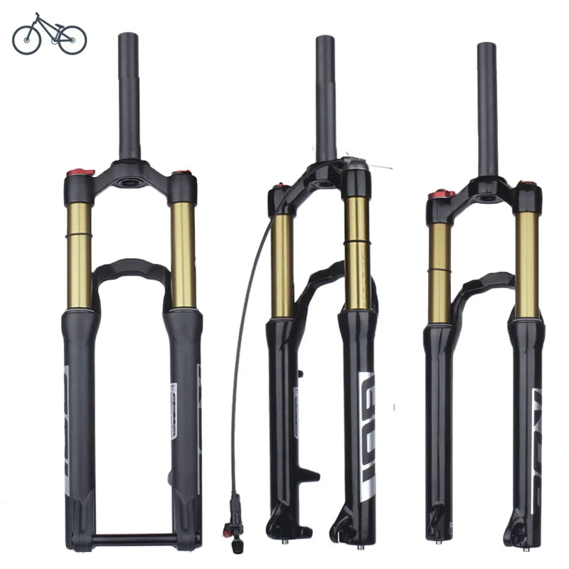 BOLANY 20/24" MTB Air Suspension Fork Alloy Mountain Bike Shock Absorbing Fork Manual & Remote Lockout for Student Youth Bikes