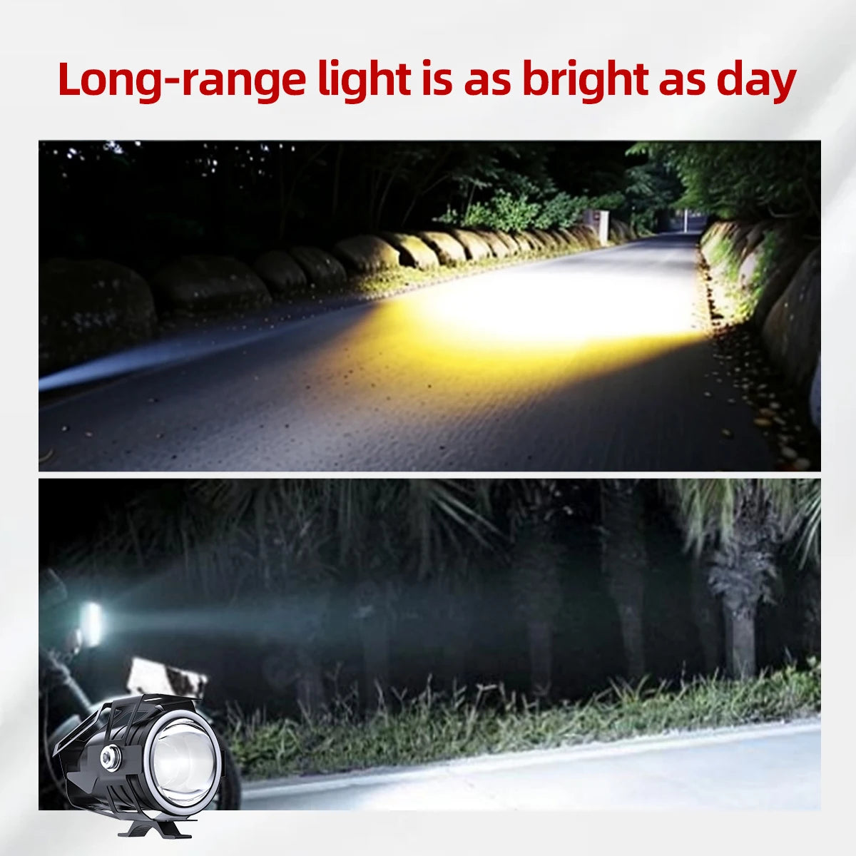 1Pcs Motorcycle Spotlight Lens LED Headlight 12V U7 LED Motorbike Auxiliary Fog Light DRL Driving Lamp Universal Spot Light Whit