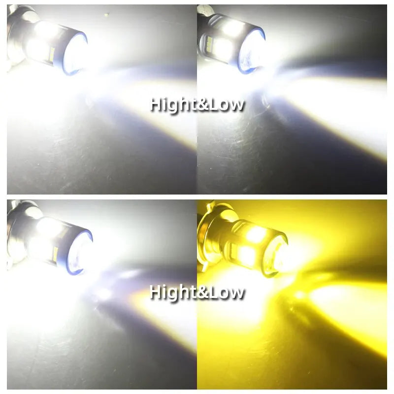 H4 H6 BA20D LED Motorcycle Light Bulb LED Fisheye Lens Dual Color White Yellow CSP Chip Motorbike Headlight Scooter Fog Lamp