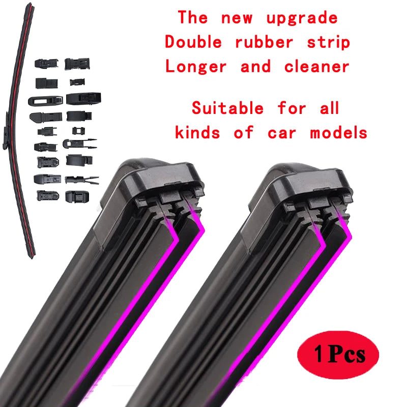 Car Windshield Wiper Blades Universal Soft Double Layer Rubber Frameless Bracketless Brushes Accessories Windscreen Window Front