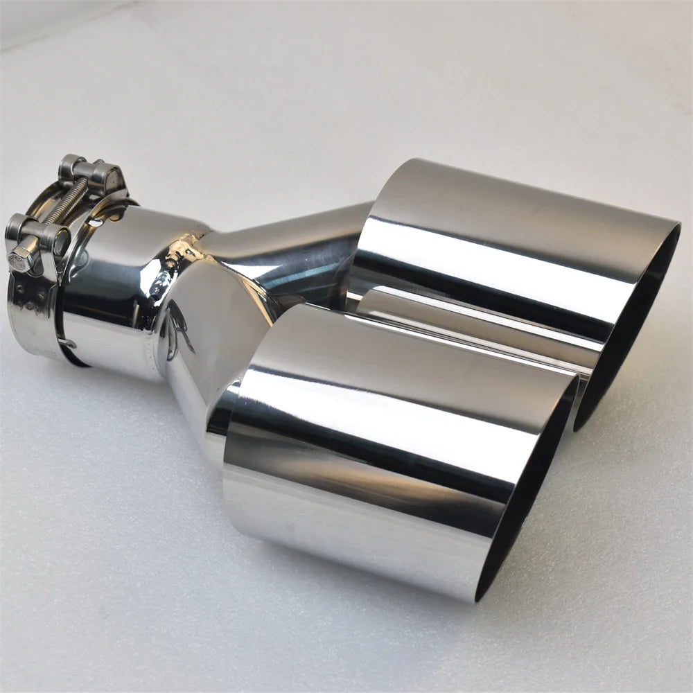 Universal 304 stainless steel Car import double cylinder rear exhaust tailpipe muffler export stainless steel automobile