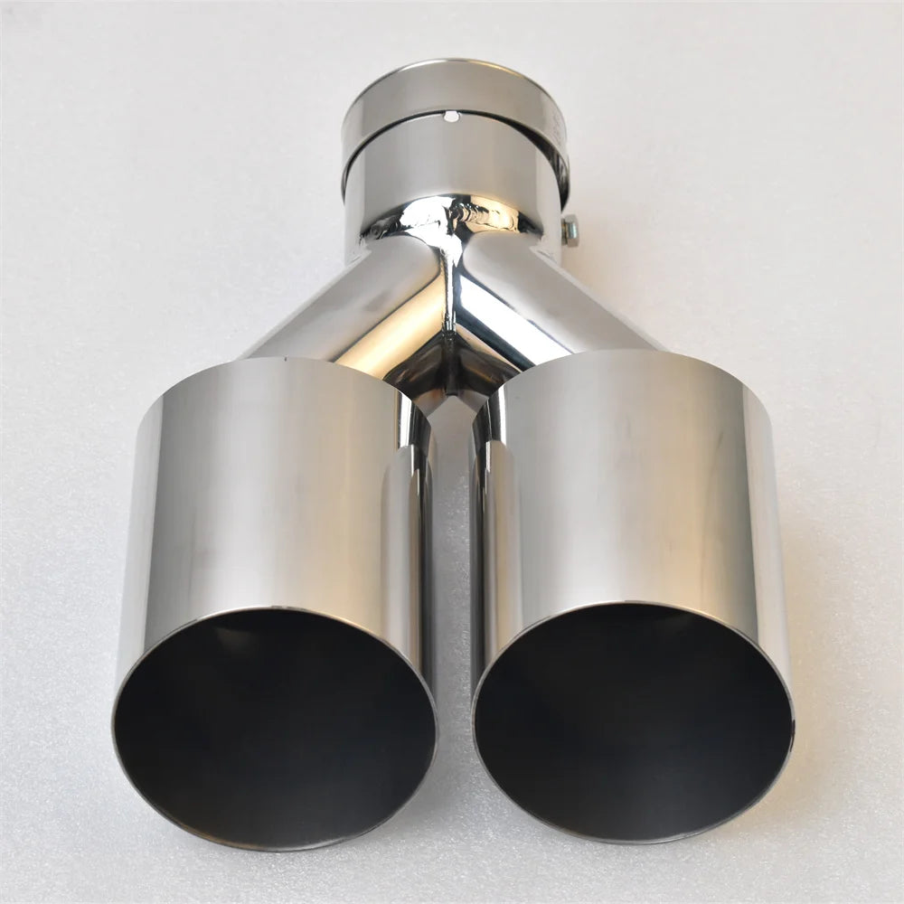 Universal 304 stainless steel Car import double cylinder rear exhaust tailpipe muffler export stainless steel automobile