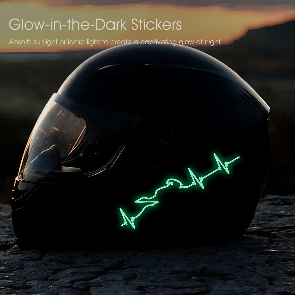 Motorcycle Glow Stickers Heartbeat Sticker Heart Electrocardiogram Decal Motorbike Helmet Decoration Accessories