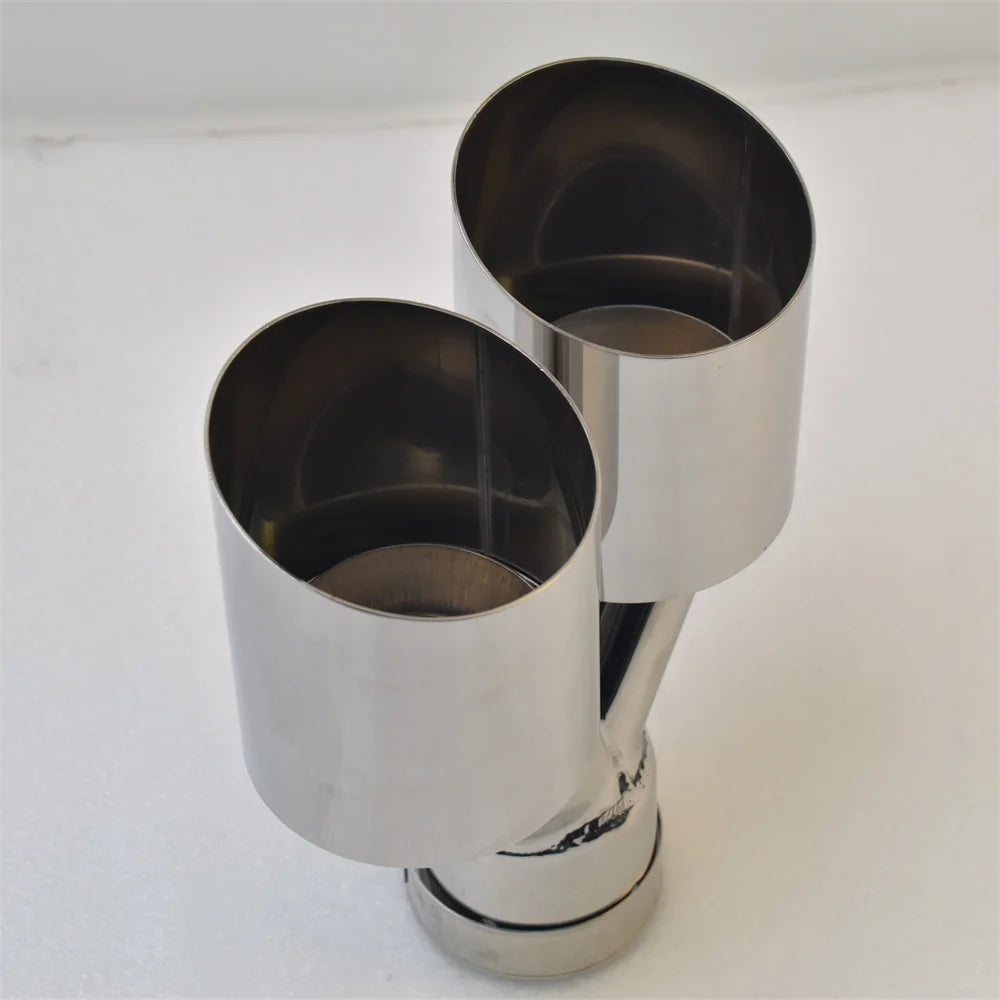 Universal 304 stainless steel Car import double cylinder rear exhaust tailpipe muffler export stainless steel automobile