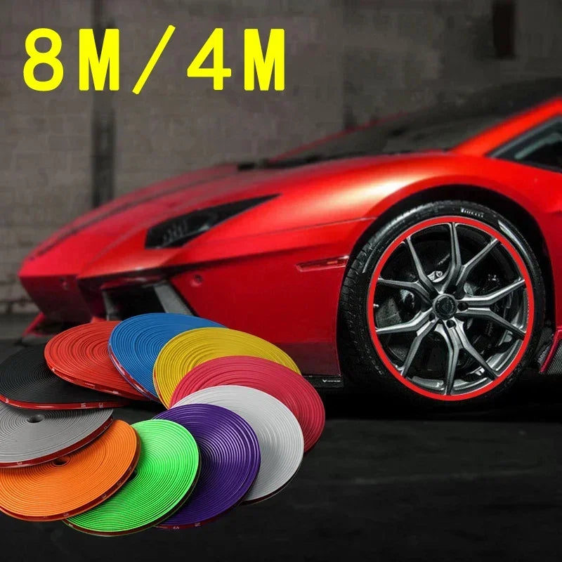 4M/8M Multicolor Xi Car Rim Styling Bright Matte Car Wheels Sticker Tire Protector Wheel Edge Protector Auto Accessories ...