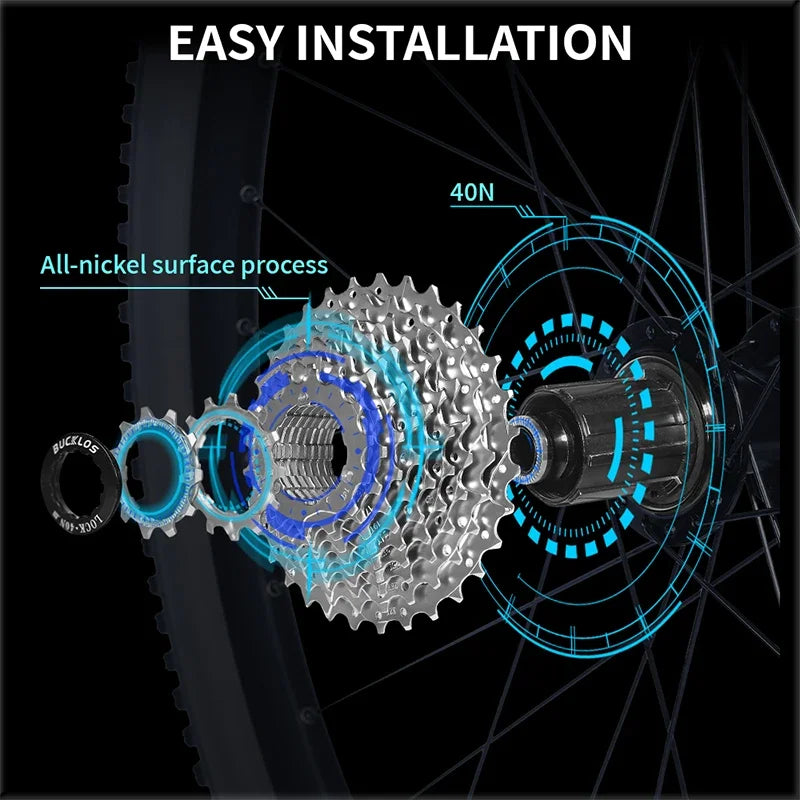 BUCKLOS Bicycle Cassette 10/11/12 Speed Road Mountain Bike Cassette 11-25T 11-32T 11-40T 11-50T 11-52T MTB Cassette for HG Hub