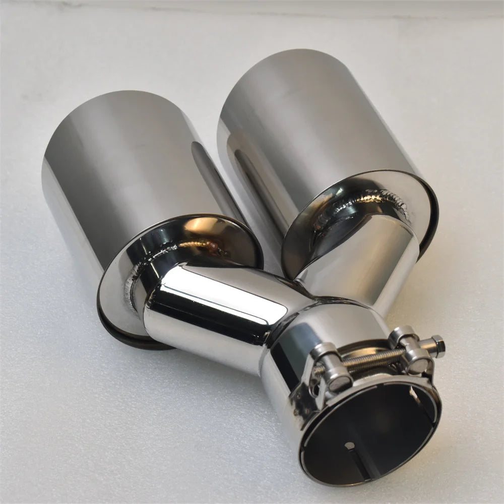 Universal 304 stainless steel Car import double cylinder rear exhaust tailpipe muffler export stainless steel automobile