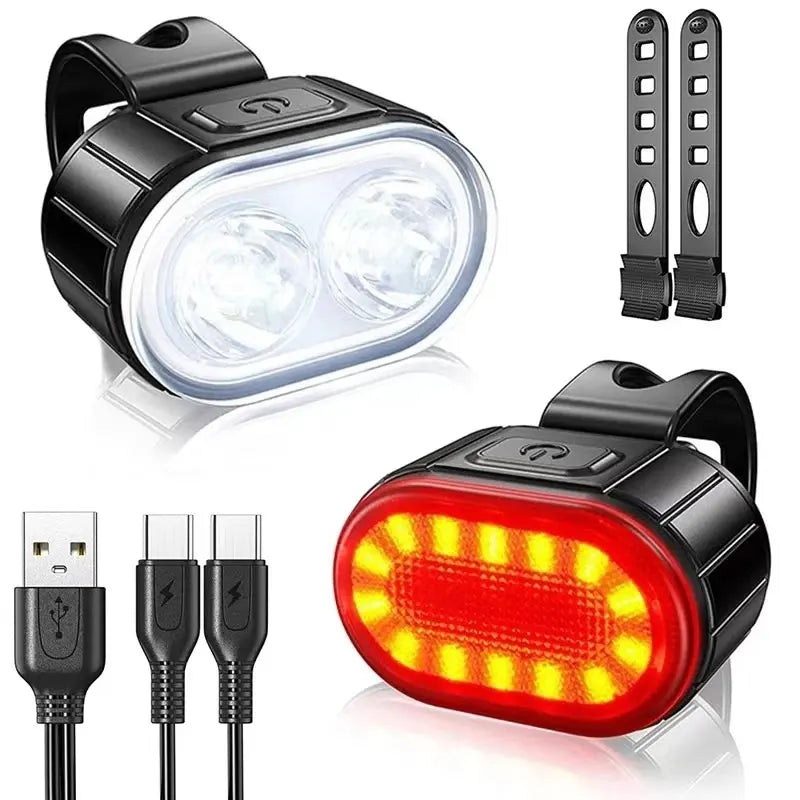 New Bike Headlights Taillights Mountain Bike USB Charging High-Lighted Front And Rear Lights