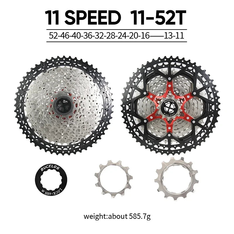 BUCKLOS Bicycle Cassette 10/11/12 Speed Road Mountain Bike Cassette 11-25T 11-32T 11-40T 11-50T 11-52T MTB Cassette for HG Hub