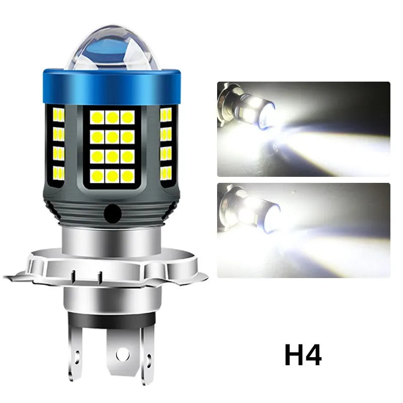 H4 H6 BA20D LED Motorcycle Light Bulb LED Fisheye Lens Dual Color White Yellow CSP Chip Motorbike Headlight Scooter Fog Lamp