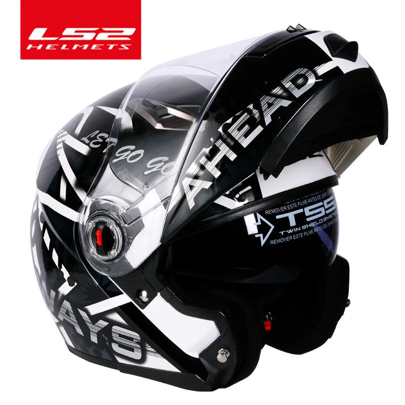 Capacete LS2 FF370 Flip up motorcycle helmet LS2 dual lens modular helmets with sun visor casco moto