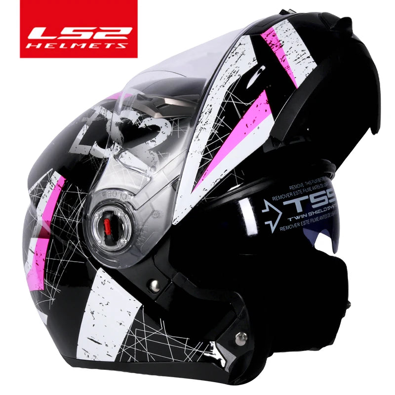 Capacete LS2 FF370 Flip up motorcycle helmet LS2 dual lens modular helmets with sun visor casco moto