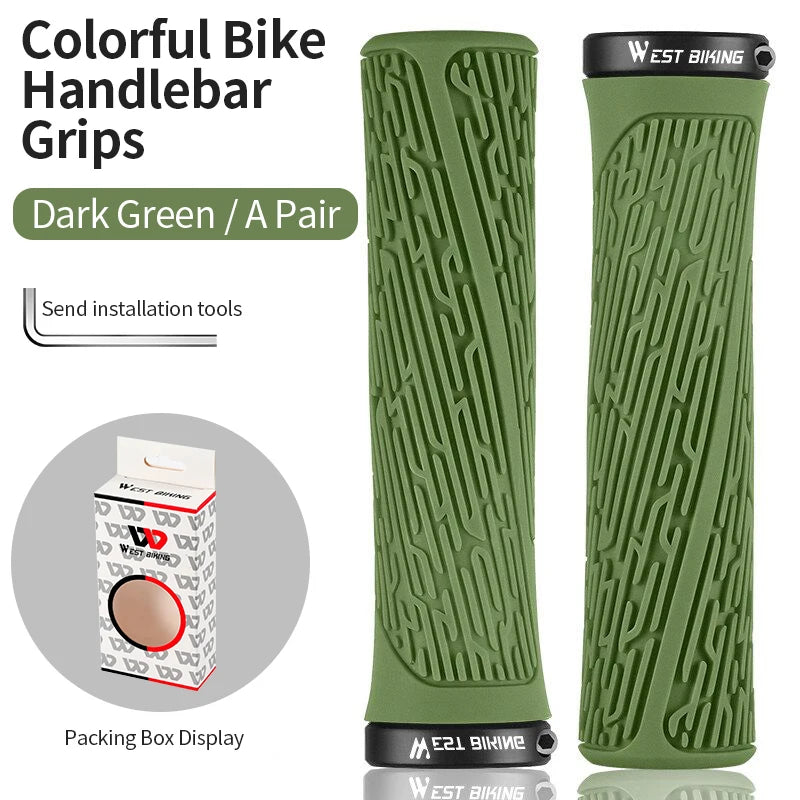 WEST BIKING Bicycle Bar Grips Outdoor Mountain Cycling Bike Bicycle Silicone Anti-slip Handle Grip Mountain Bike Cycle Handlebar