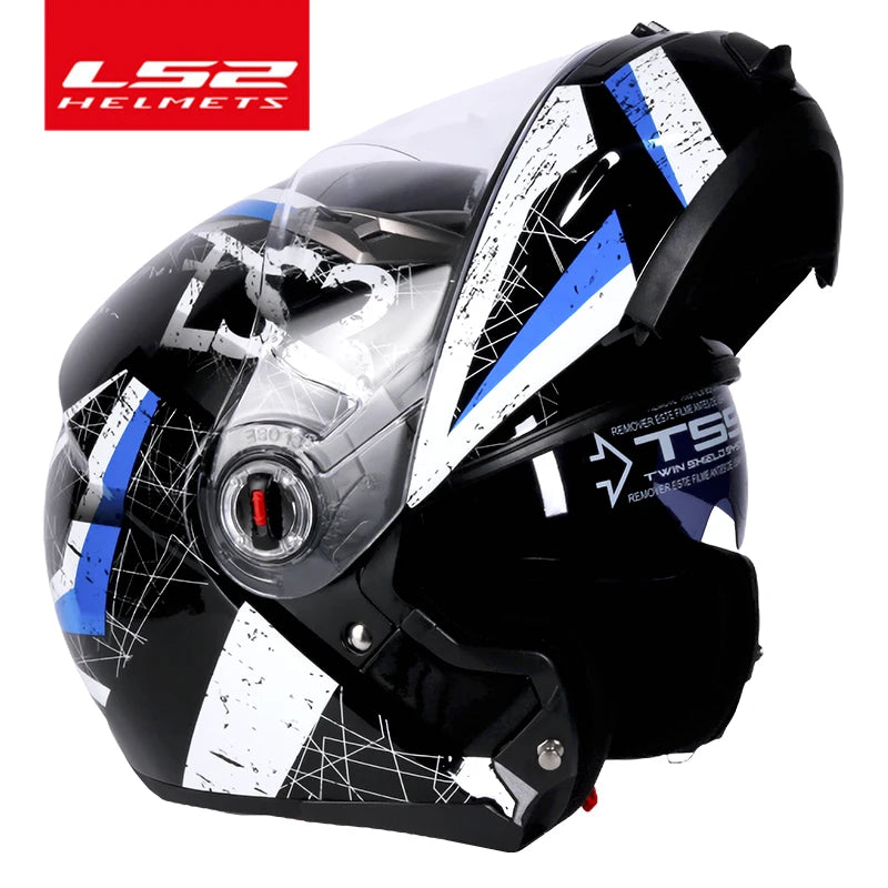 Capacete LS2 FF370 Flip up motorcycle helmet LS2 dual lens modular helmets with sun visor casco moto