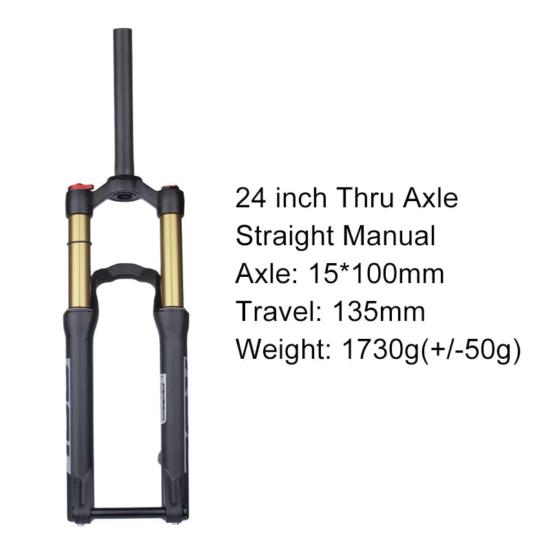 BOLANY 20/24" MTB Air Suspension Fork Alloy Mountain Bike Shock Absorbing Fork Manual & Remote Lockout for Student Youth Bikes