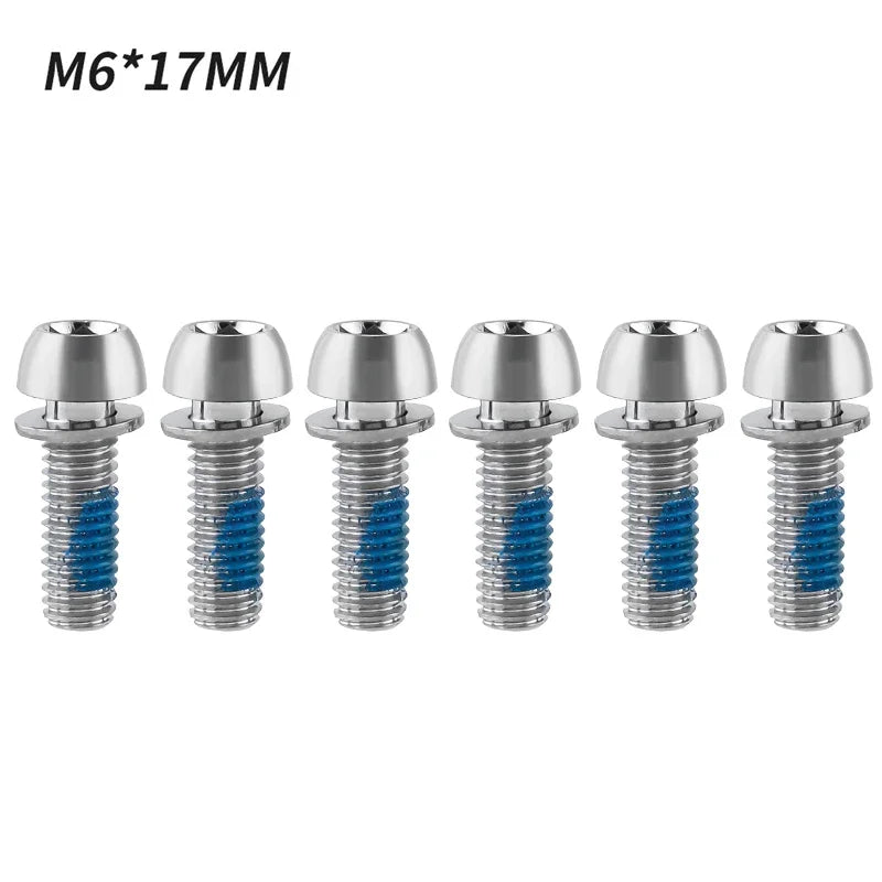 MUQZI 6pcs Bike M6x17mm Crank Arm Fixing Bolts Bicycle Disc Brake Caliper Bolts MTB Stem Screws