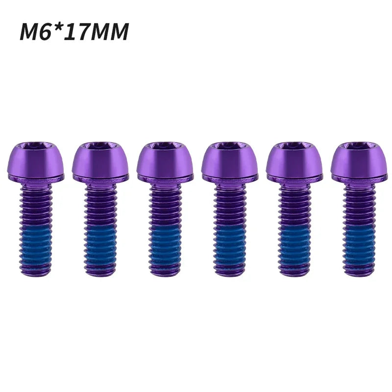 MUQZI 6pcs Bike M6x17mm Crank Arm Fixing Bolts Bicycle Disc Brake Caliper Bolts MTB Stem Screws