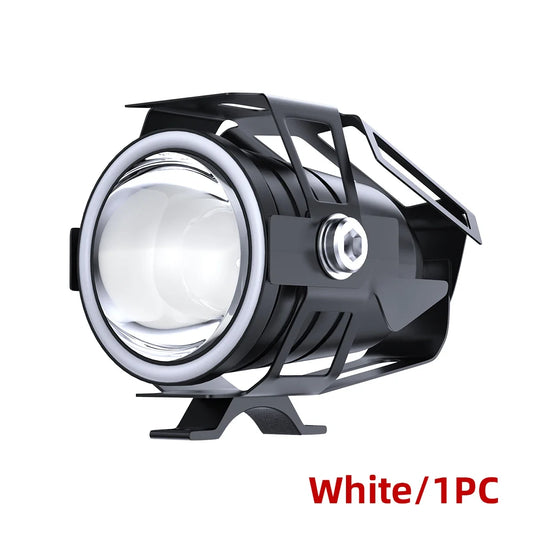 1Pcs Motorcycle Spotlight Lens LED Headlight 12V U7 LED Motorbike Auxiliary Fog Light DRL Driving Lamp Universal Spot Light Whit