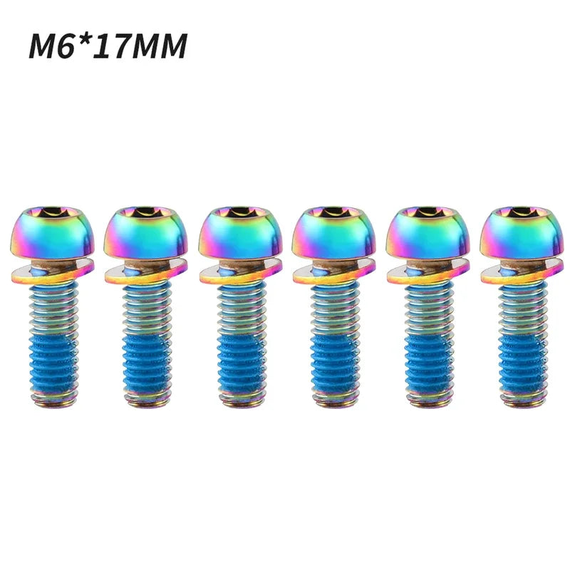 MUQZI 6pcs Bike M6x17mm Crank Arm Fixing Bolts Bicycle Disc Brake Caliper Bolts MTB Stem Screws