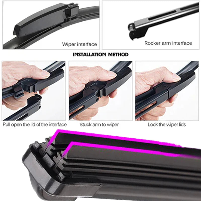 Car Windshield Wiper Blades Universal Soft Double Layer Rubber Frameless Bracketless Brushes Accessories Windscreen Window Front