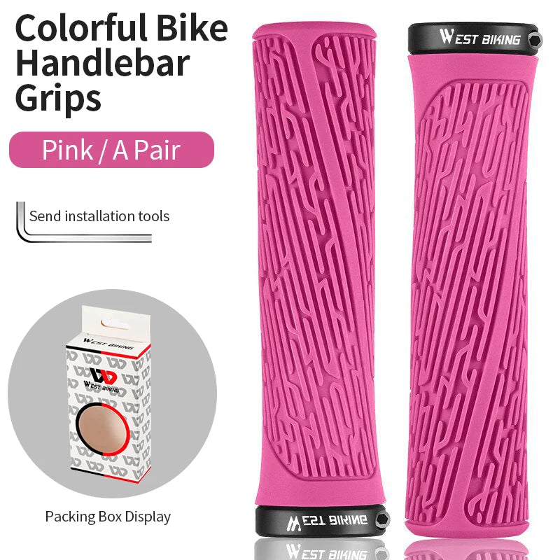 WEST BIKING Bicycle Bar Grips Outdoor Mountain Cycling Bike Bicycle Silicone Anti-slip Handle Grip Mountain Bike Cycle Handlebar