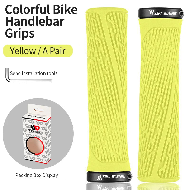 WEST BIKING Bicycle Bar Grips Outdoor Mountain Cycling Bike Bicycle Silicone Anti-slip Handle Grip Mountain Bike Cycle Handlebar