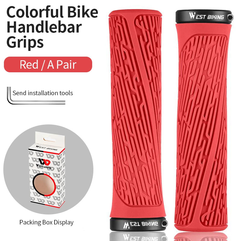 WEST BIKING Bicycle Bar Grips Outdoor Mountain Cycling Bike Bicycle Silicone Anti-slip Handle Grip Mountain Bike Cycle Handlebar