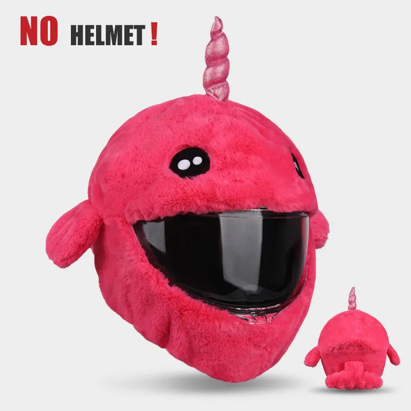 Helmet Protection Headgear Cover Cartoon Fluffy Plush Set For Motorcycle Full-Face Protective Case Motorbike Safety Trendy