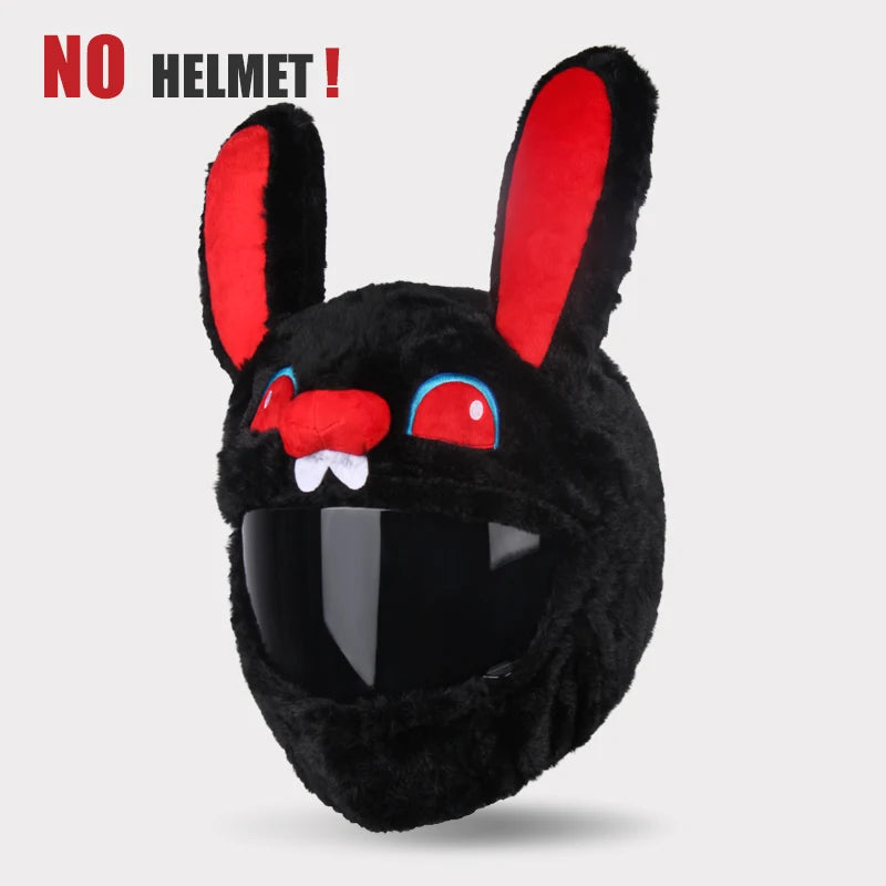 Helmet Protection Headgear Cover Cartoon Fluffy Plush Set For Motorcycle Full-Face Protective Case Motorbike Safety Trendy