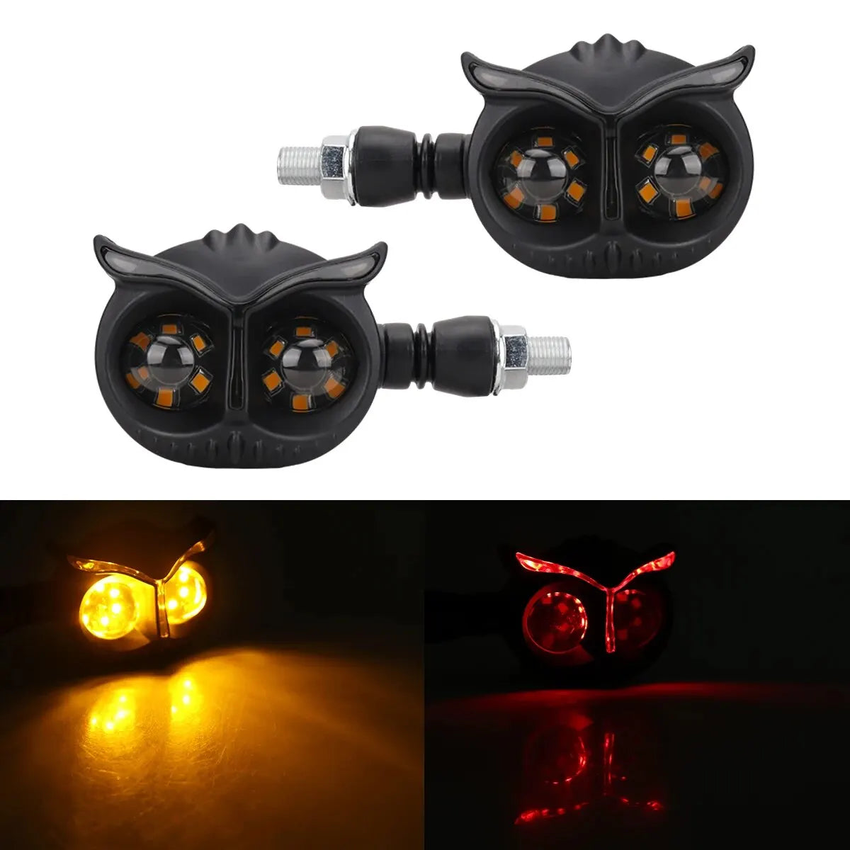 2PCS Dual Color Owl Style Motorcycle Headlight Turn Signals Light Motorcycle Driving Light Headlight Motorbike Scooter Fog Lamp