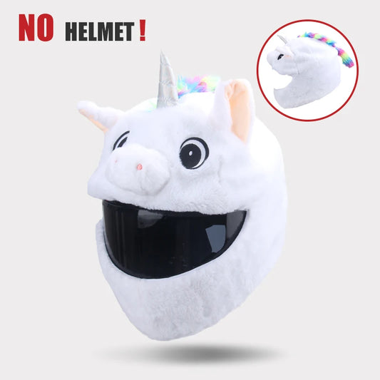 Helmet Protection Headgear Cover Cartoon Fluffy Plush Set For Motorcycle Full-Face Protective Case Motorbike Safety Trendy