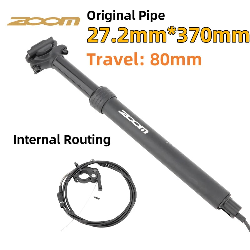 ZOOM Mtb /Gravel Dropper Seatpost Height Adjustable Internal Routing 80mm Travel Bike Dropper Seat Post 27.2MM