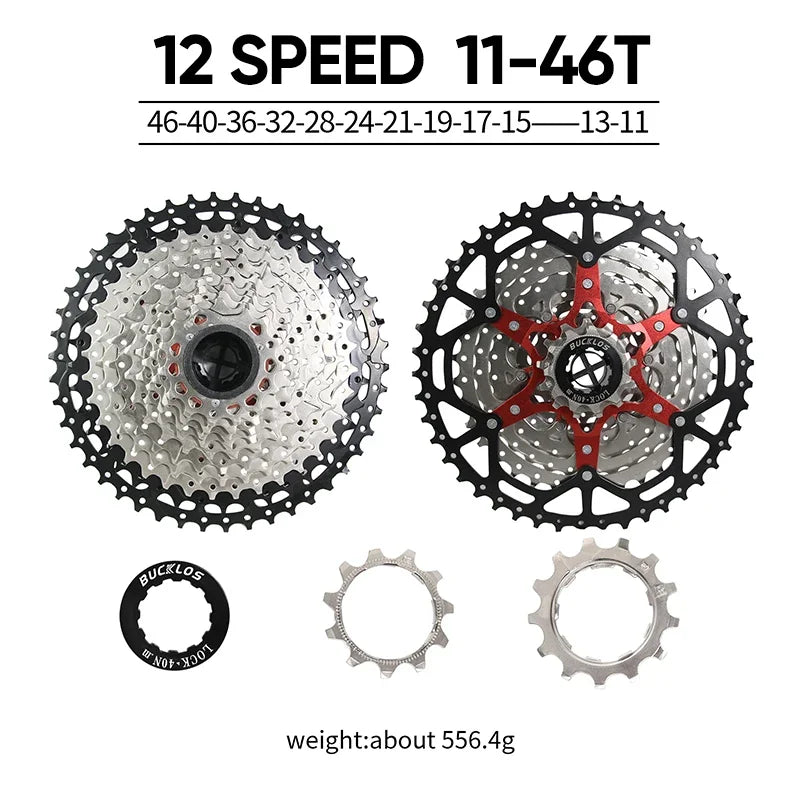 BUCKLOS Bicycle Cassette 10/11/12 Speed Road Mountain Bike Cassette 11-25T 11-32T 11-40T 11-50T 11-52T MTB Cassette for HG Hub