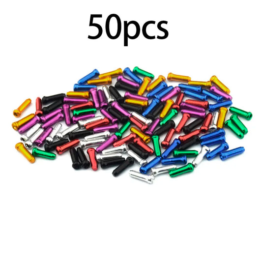 50Pcs Bike Inner Cable End Caps Alloy Road Mountain Bikes Brake Tips Shift Cable End Crimps