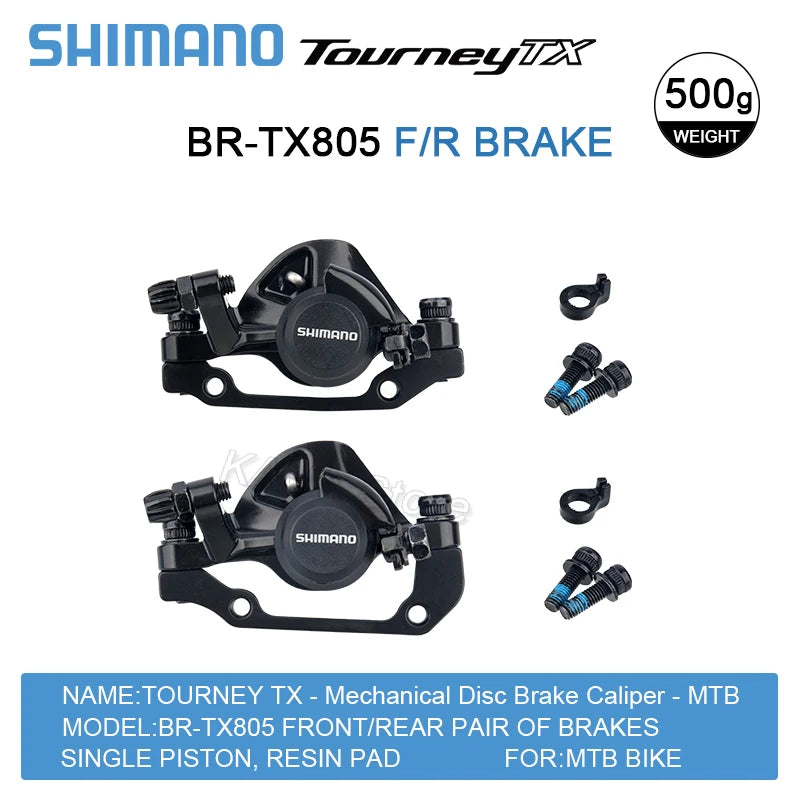 Shimano TOURNEY TX BR-TX805 MTB Mechanical Disc Brake Calipers Mountain Bike Resin Pads TX805 Caliper Bicycle Parts