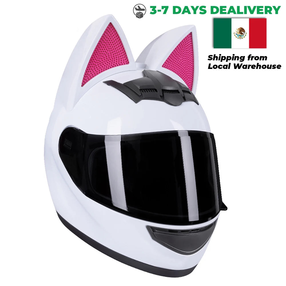 Cat Ear Motorcycle Helmet For Women Full Face Motocross Motorbike Men's Moto Helmet Breathable DOT Certification Girlfriend Gift