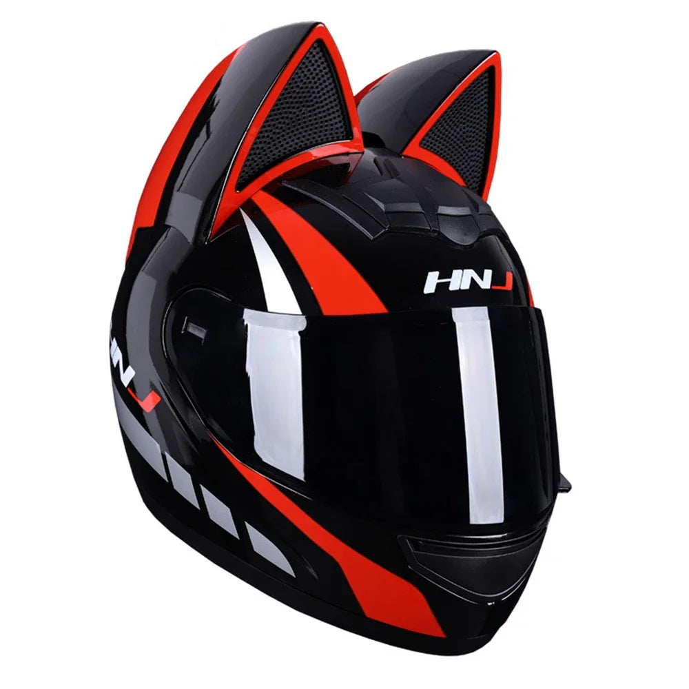 Cat Ear Motorcycle Helmet For Women Full Face Motocross Motorbike Men's Moto Helmet Breathable DOT Certification Girlfriend Gift