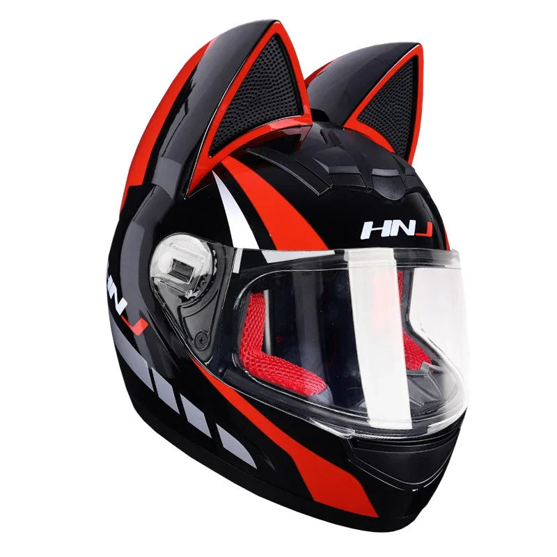 Cat Ear Motorcycle Helmet For Women Full Face Motocross Motorbike Men's Moto Helmet Breathable DOT Certification Girlfriend Gift