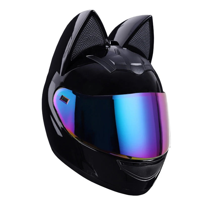 Cat Ear Motorcycle Helmet For Women Full Face Motocross Motorbike Men's Moto Helmet Breathable DOT Certification Girlfriend Gift