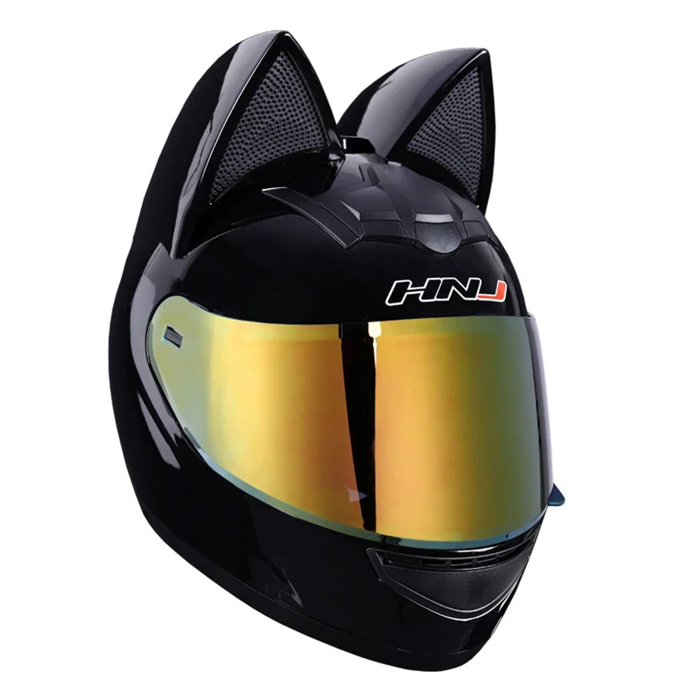 Cat Ear Motorcycle Helmet For Women Full Face Motocross Motorbike Men's Moto Helmet Breathable DOT Certification Girlfriend Gift