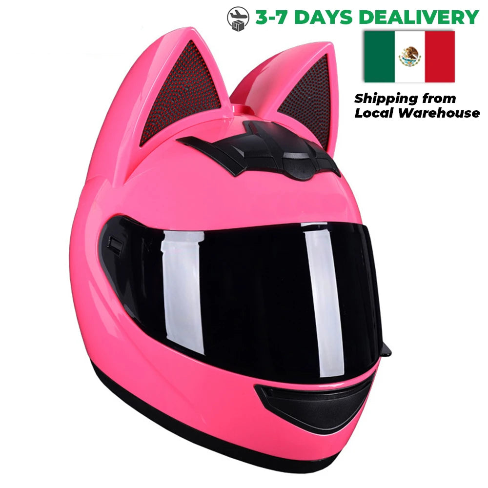 Cat Ear Motorcycle Helmet For Women Full Face Motocross Motorbike Men's Moto Helmet Breathable DOT Certification Girlfriend Gift