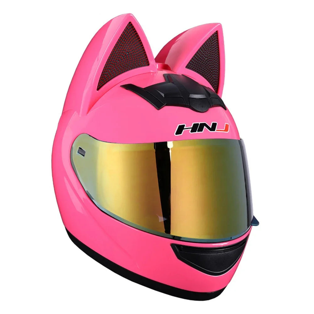 Cat Ear Motorcycle Helmet For Women Full Face Motocross Motorbike Men's Moto Helmet Breathable DOT Certification Girlfriend Gift