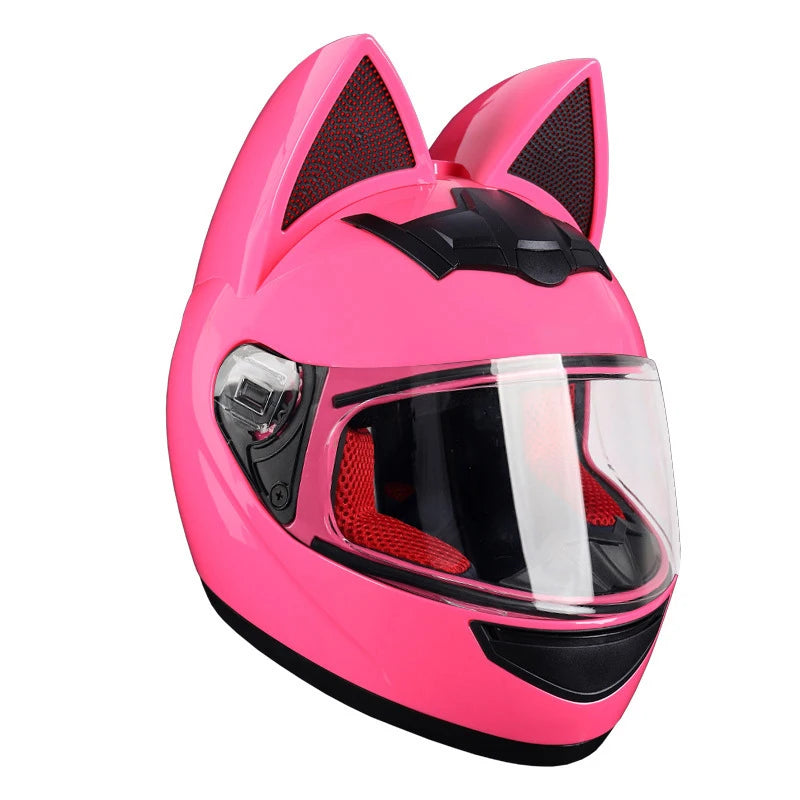 Cat Ear Motorcycle Helmet For Women Full Face Motocross Motorbike Men's Moto Helmet Breathable DOT Certification Girlfriend Gift