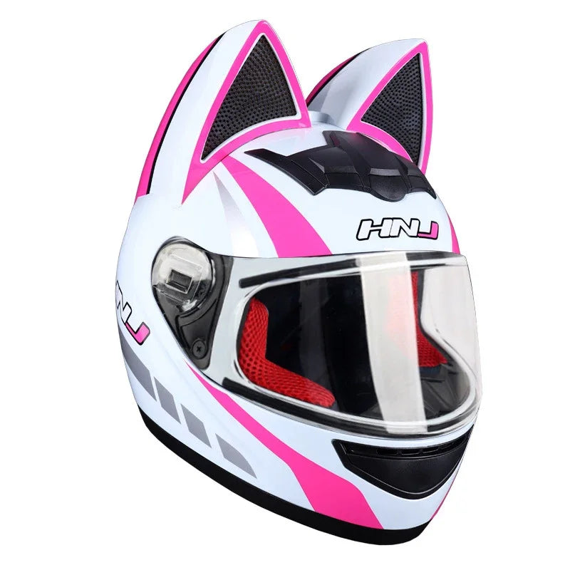 Cat Ear Motorcycle Helmet For Women Full Face Motocross Motorbike Men's Moto Helmet Breathable DOT Certification Girlfriend Gift