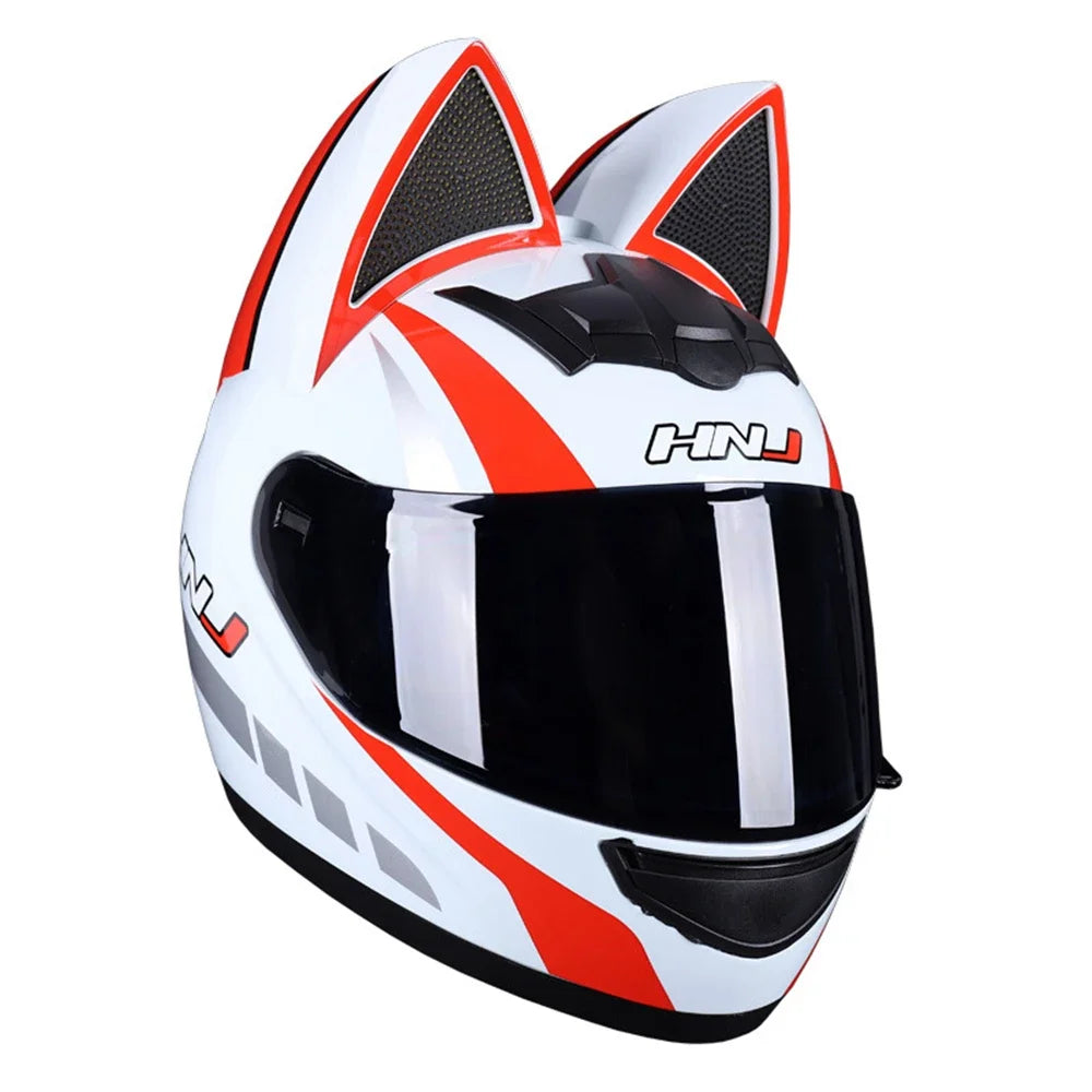 Cat Ear Motorcycle Helmet For Women Full Face Motocross Motorbike Men's Moto Helmet Breathable DOT Certification Girlfriend Gift