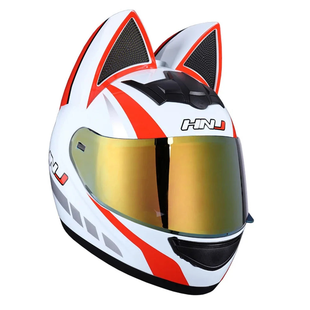 Cat Ear Motorcycle Helmet For Women Full Face Motocross Motorbike Men's Moto Helmet Breathable DOT Certification Girlfriend Gift